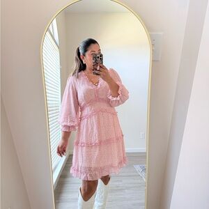Chic Pink Long Sleeve Dress